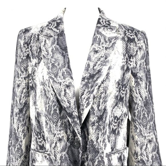 Vince Camuto Black White Gray Snake Skin Print Blazer Jacket Sz 12 NWT - Picture 3 of 16